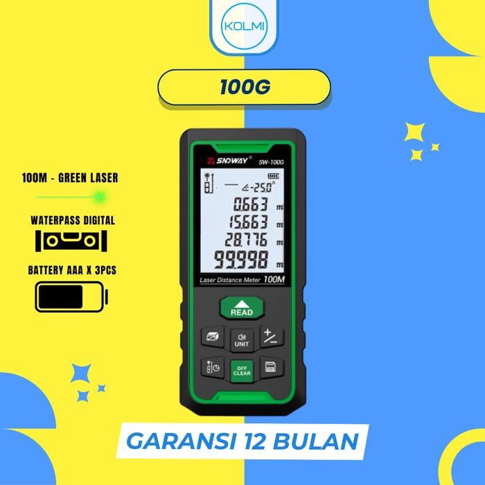 SNDWAY Meteran Laser Digital Green Laser 100 Meter SW-100G Laser Hijau