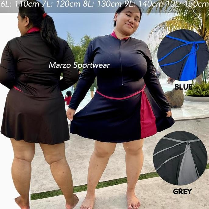 TERBARU - [JUMBO 10L] BAJU RENANG JUMBO 10L 8L 7L BAJU RENANG ROK WANITA JUMBO LENGAN PANJANG BAJU R