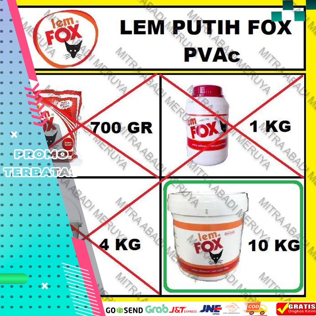 

NEW LEM PUTIH LEM KAYU LEM PVAC LEM FOX 10KG