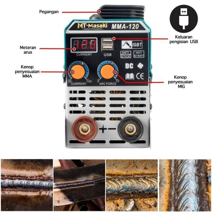 Mtmasaki Portabel Mesin Las Mma 120A Igbt Mesin Las Mini Mesin Trafo Las Inverter Mesin Las Listrik 