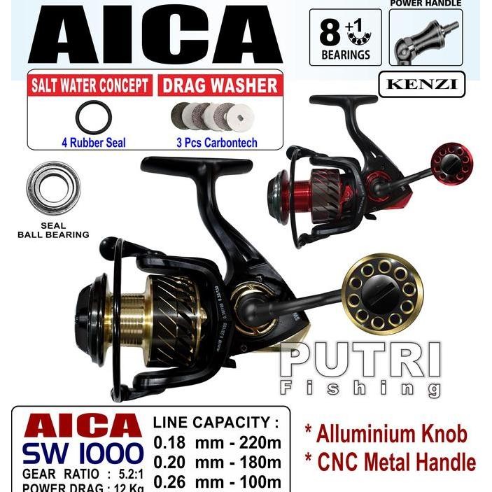 TERBARU - REEL KENZI AICA SW 1000 2000 SPINNING