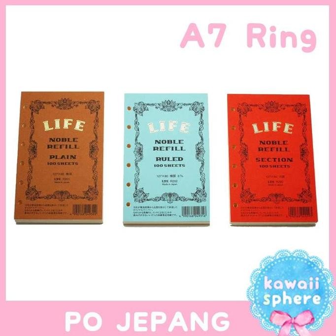 

NEW Life Noble Refill | Refill Ring Binder A7 6 Hole | Grid /Ruled /Plain
