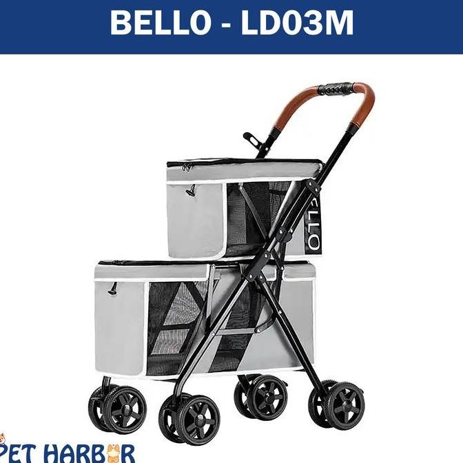TERBARU - BELLO Stroller Double Decker Pet Stroller | Stroller Anjing | Dorongan