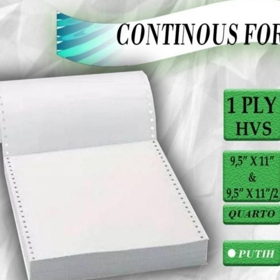 

NEW Kertas continuous form 1 ply 9 1/2 x 11 bagi 2 1 dus
