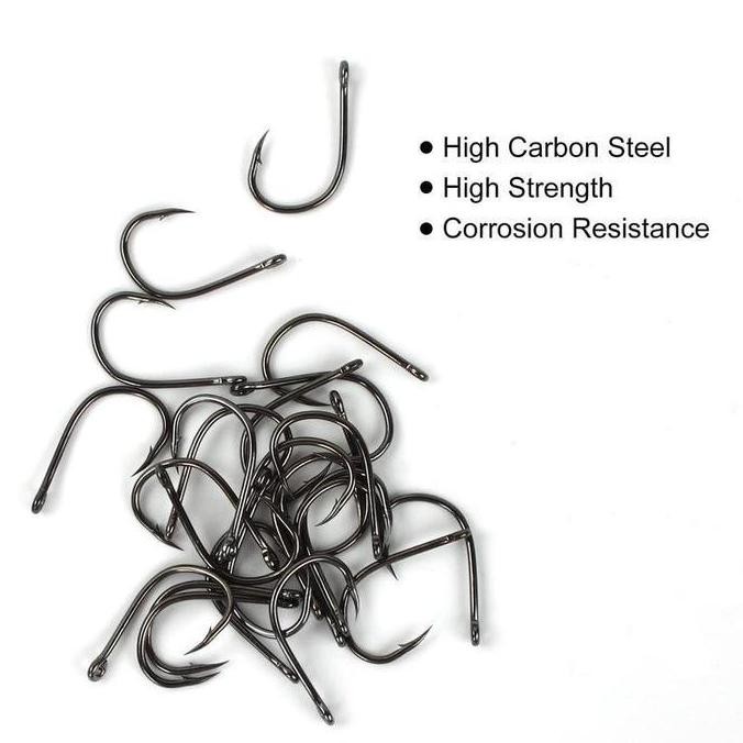 100/500BUAH KAIT IKAN BAJA KARBON TINGGI IKAN TAJAM DARI NO.3 S/D NO.12 1 SET BOX KAIL PANCING FULL 