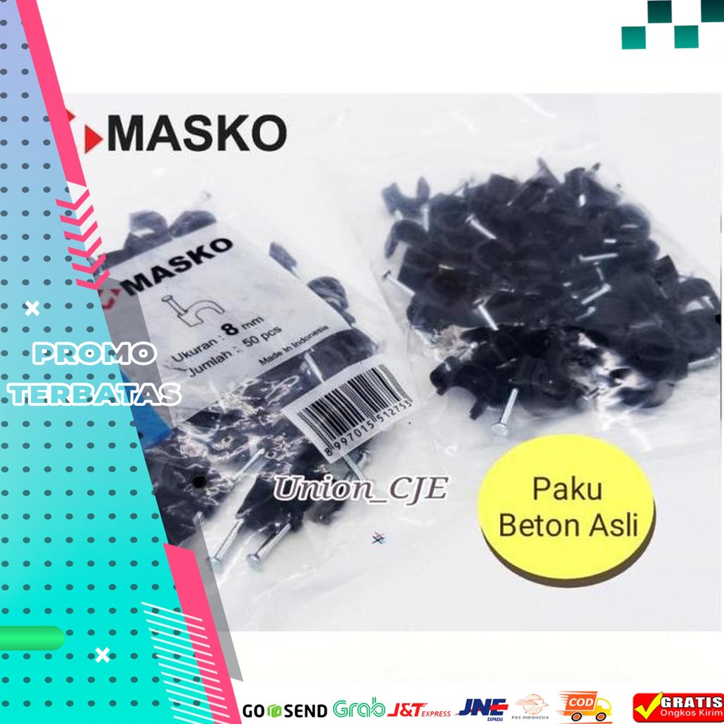 MASKO KLEM KABEL PAKU BETON ASLI ISI 50PCS WARNA HITAM