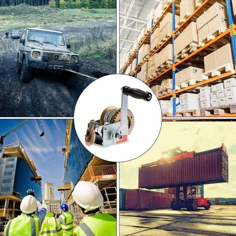 800Lbs Mesin Derak Manual Tangan Hand Winch Manual Boat Winch 8M Katrol Manual Alat Penarik Caravan 