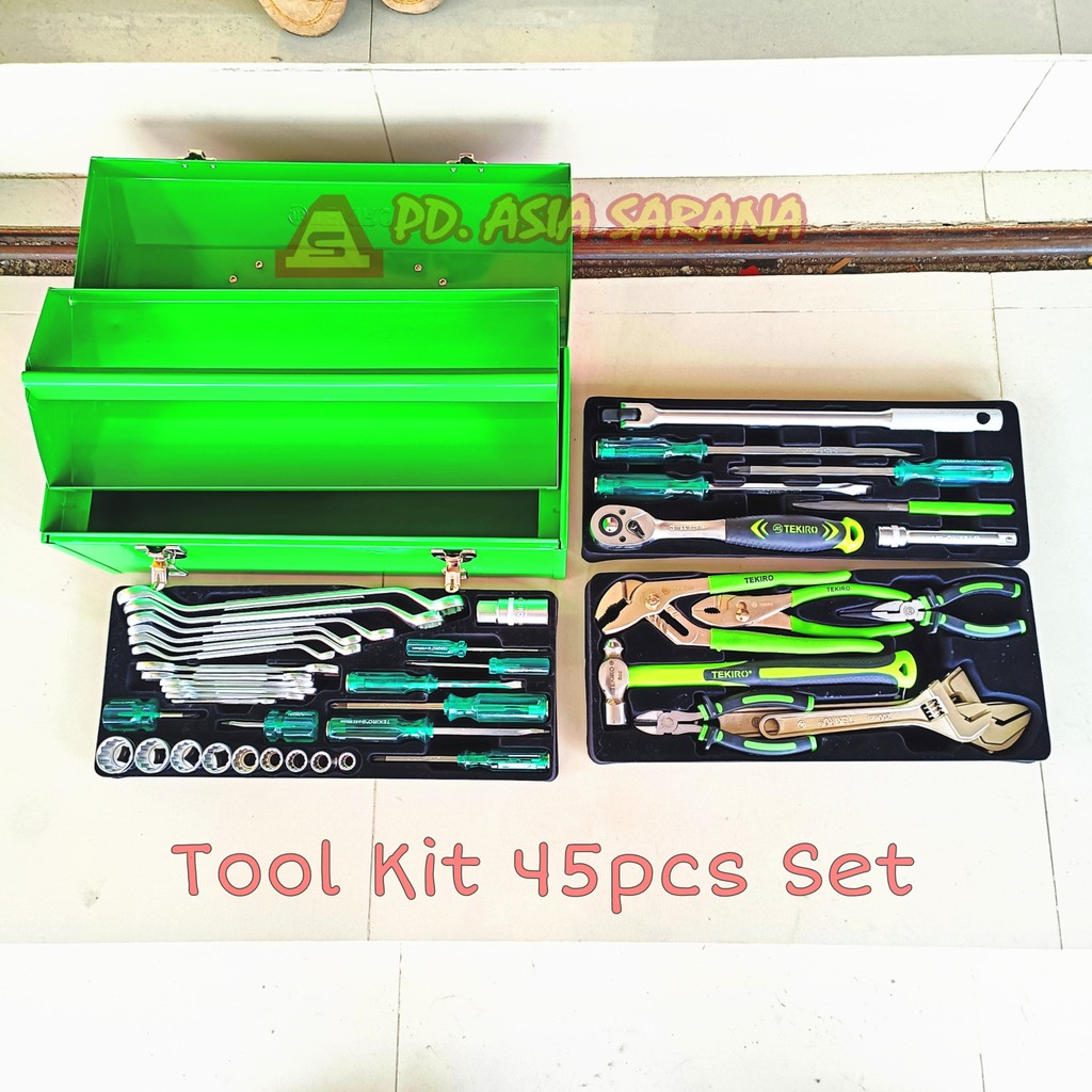 Toolkit Kunci Mekanik 45pcs Set TEKIRO AU-MT0978 Perkakas Tool Box Socket