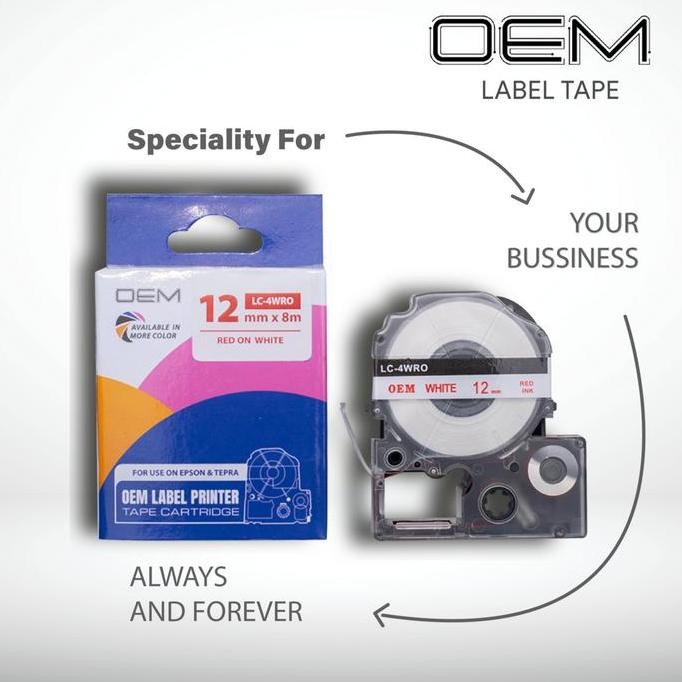 

Oem Tape 12Mm X 8M Untuk Epson Printer Label New Stok