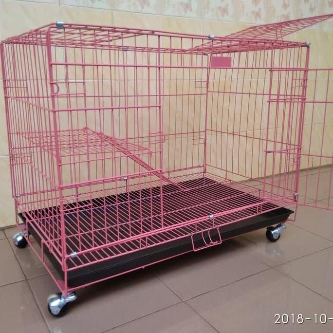 Kandang Kucing Lipat Tingkat Dengan Roda Ukuran 75