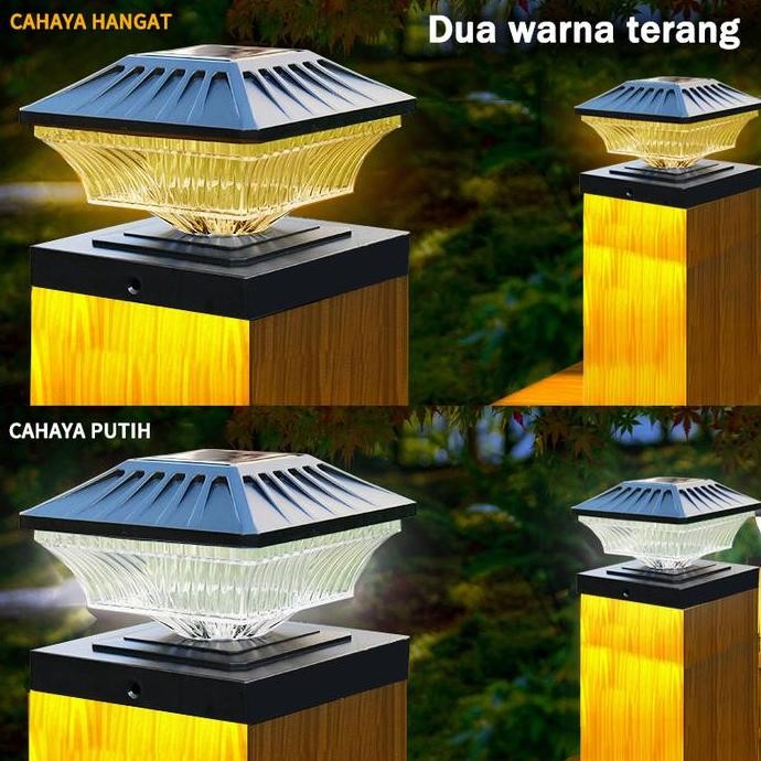 4PCS Lampu Pilar LED Tenaga Surya Lampu Tiang Luar Ruangan Lampu Pagar Tahan Air Untuk Dekorasi Ruma