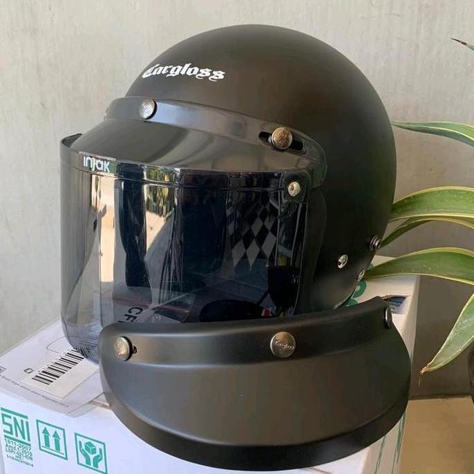 Helm Cargloss Cfm Original +Visor Flat Half Face