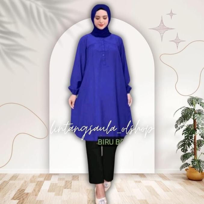 Tunik Polos Viscose Jumbo Biru Elektrik