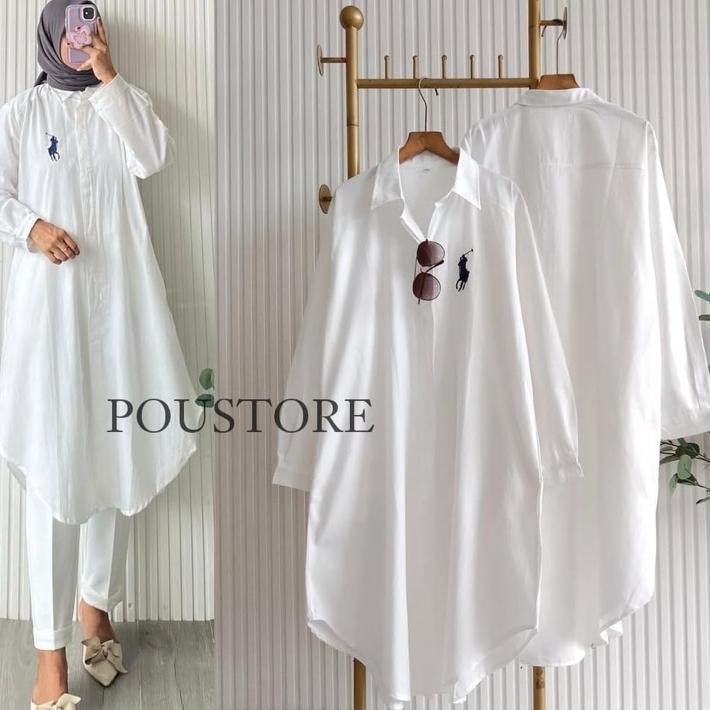 Tunik Putih Bordir Lengan Panjang Tunik Wanita