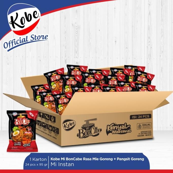 

Kobe Mi BonCabe Rasa Mie Goreng + Pangsit Goreng Lv15 - 1 Karton isi 24pcs PS
