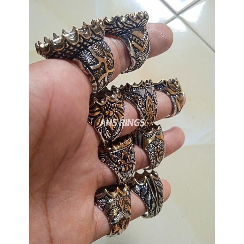 10pcs Ring / Emban Alpaka Kombinasi Gold + Hitam. MURAH