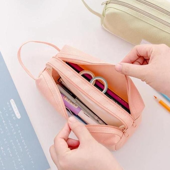 

CR - Tas Serbaguna Tempat Pensil Pen/Pouch Make Up Kotak Pensil Stationery Dual Zipper Dompet Pensil 2 Layer/Dompet Make Up TERLARIS