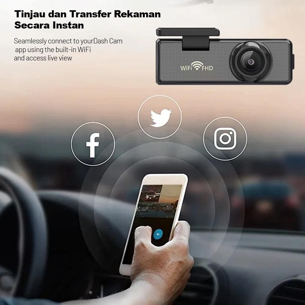 Dash Cam X19 Night Vision, WiFi+USB, 1080P HD Kamera Mobil, Keamanan Parkir dan Navigasi, Rekaman Lo
