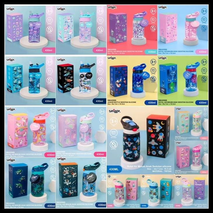 Botol Minum Waterbottle Smiggle Sedotan Silikon 430Ml Dan 750Ml Best Quality