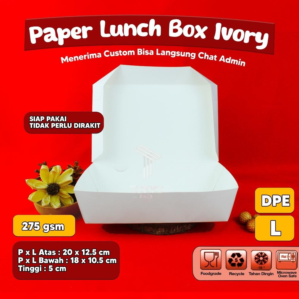 HJK Paper Lunch Box Putih Uk S, M, L - Lunch Box Kertas - Lunch Box Kertas Putih