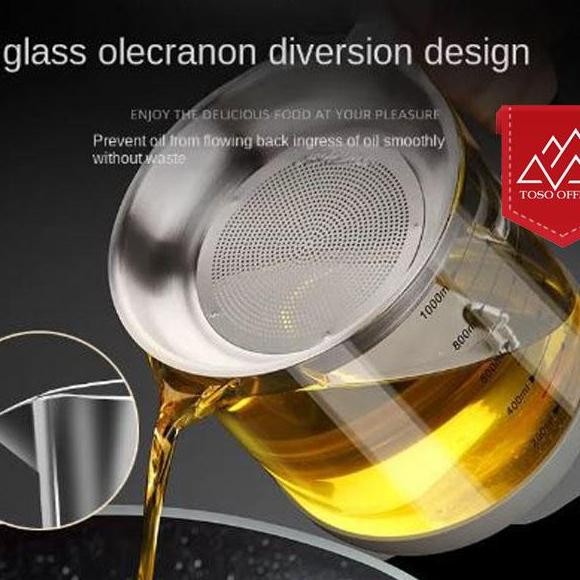 Oil Pot Kaca Borosilikat Tempat Saringan Minyak Penyaring Kaca Tahan Panas
