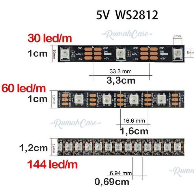 Per Mata LED Strip WS2812B Addressable 5050 5v ip30 60 led/m ws 2812B