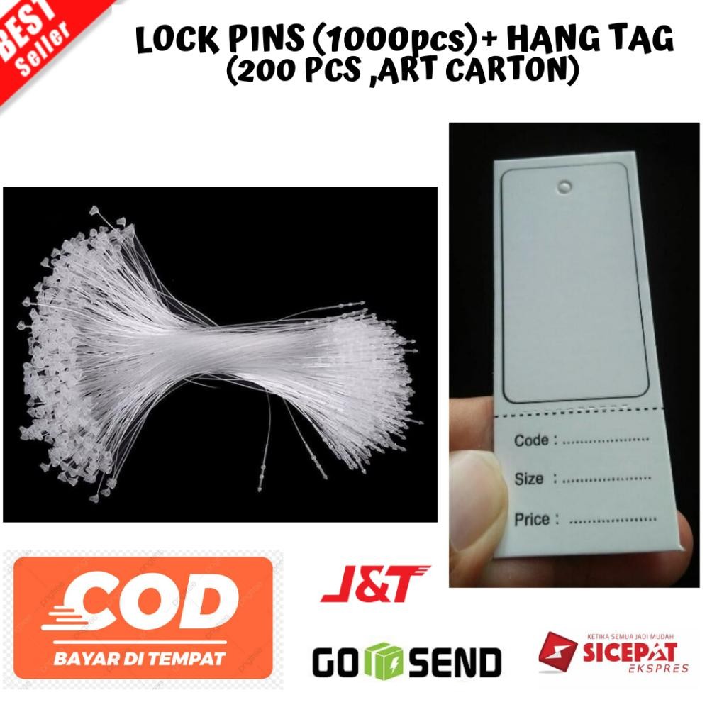 

JH8 [BAYAR DI TEMPAT] (Paket 01) LOCK PINS 1000 PCS + HANG TAG / 200 PCS bahan ART CARTON | LOOP PINS TALI HANG TAG TALI BAJU - Putih hitam HENGTEG POLOS / PRICE TAG / LABELHARGA / LEBEL KERTAS / LABEL BAJU.