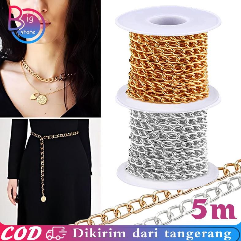 1roll/5m Rantai Kalung Gelang Rantai Alumunium Rantai Aksesoris Kalung Gelang Untuk Membuat Perhiasa