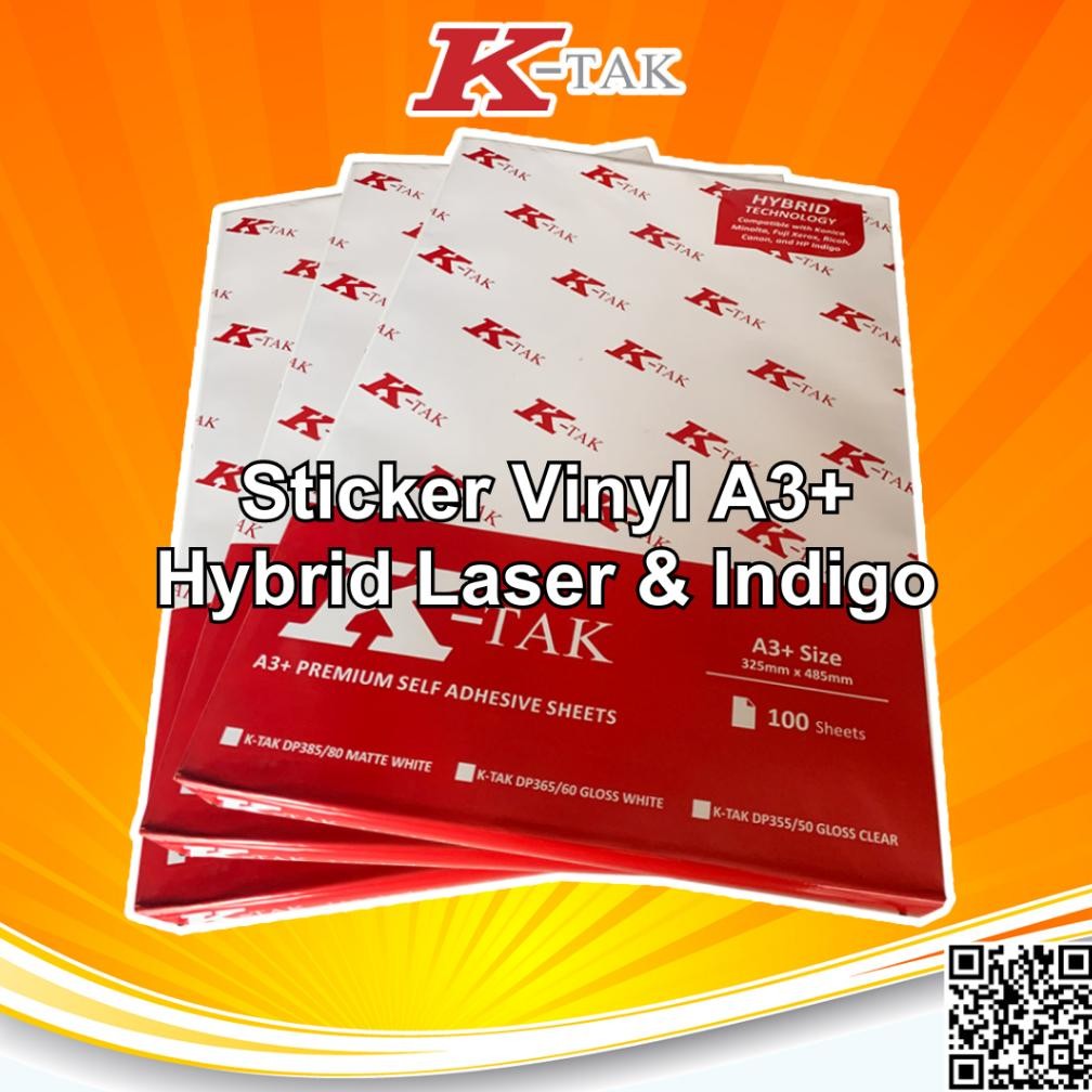 

JH8 Ktak Sticker Vinyl A3+ Stiker PP Film K-Tak Hybrid Laser Toner dan HP Indigo - PACK