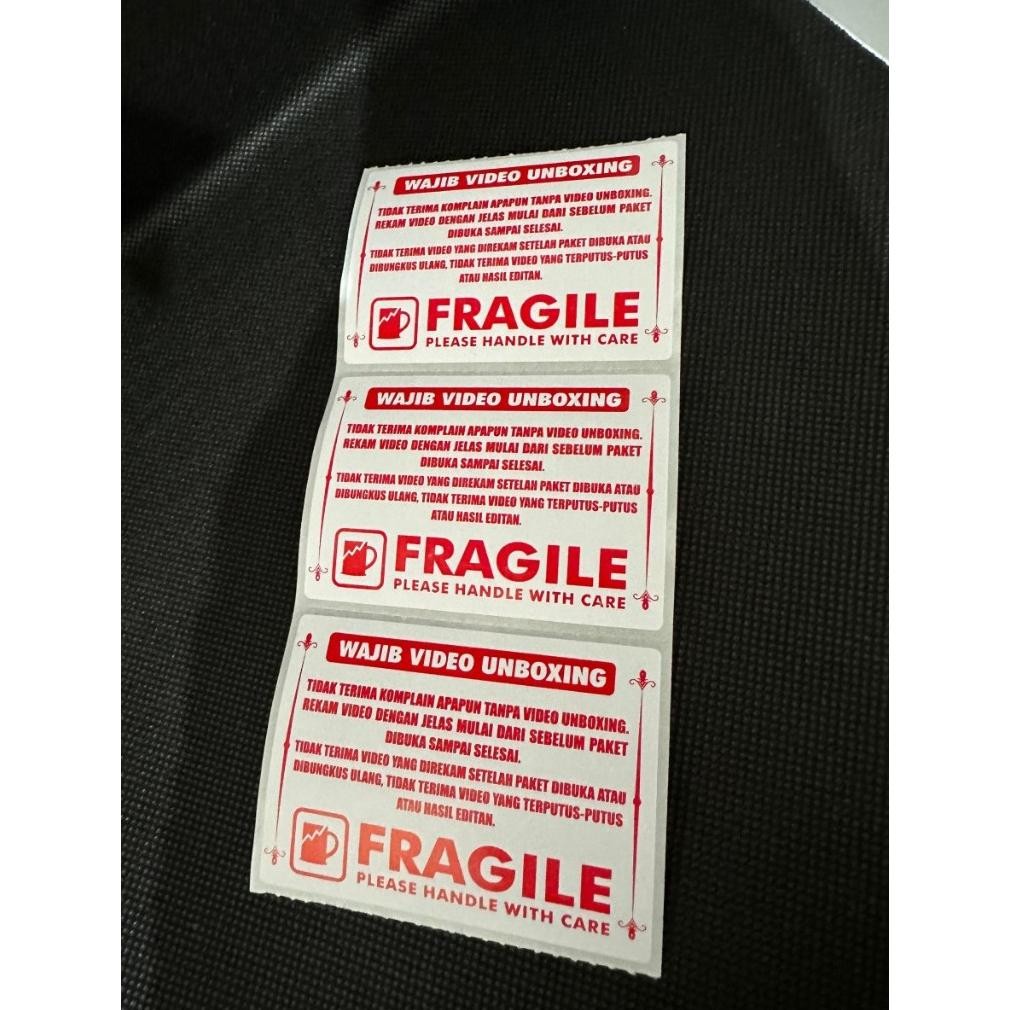 

JH8 Label Sticker FRAGILE Wajib Video Unboxing Stiker Jangan Dibanting Online Shop isi 500 Lembar