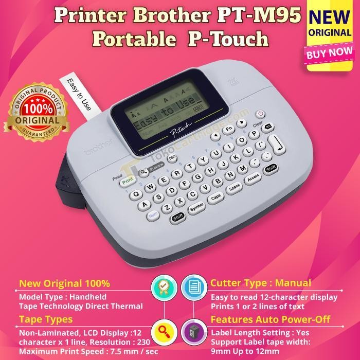 

Printer Brothr Pt-M95 Handy Label Maker Portable P-Touch New Original Dan Terpercaya