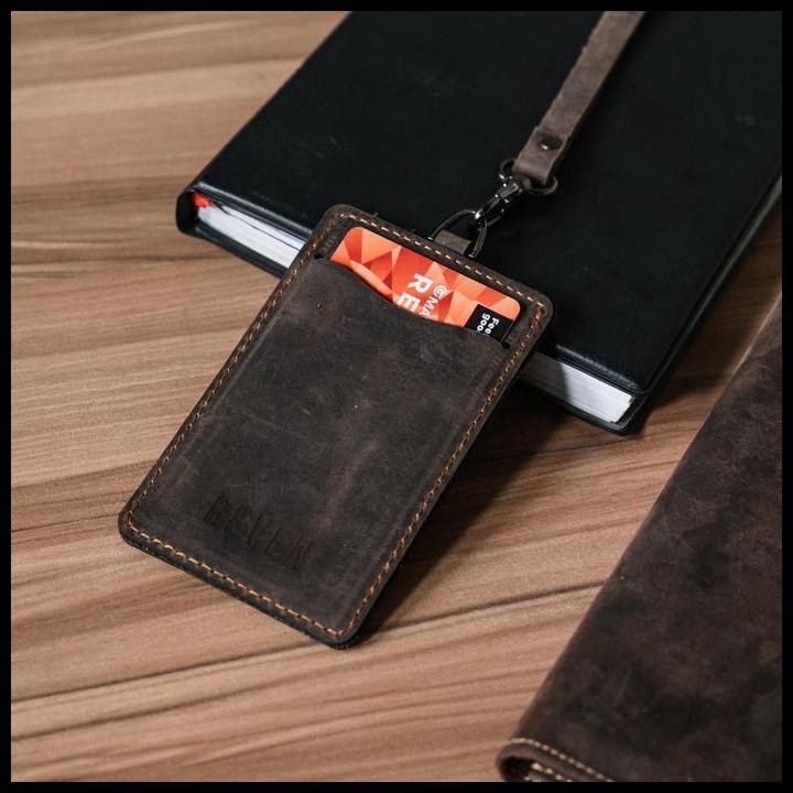 

Terlaris Lanyard Gantungan Id Card Holder Kulit Sapi Asli Name Tag Reven Arca Good Quality