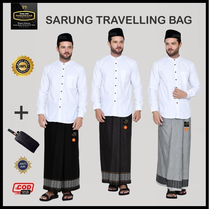 Terlaris Sarung Sholat Traveling Dewasa Santri Motif Polos Tenun Timbul Doby Berlian Kemasan Pouch T