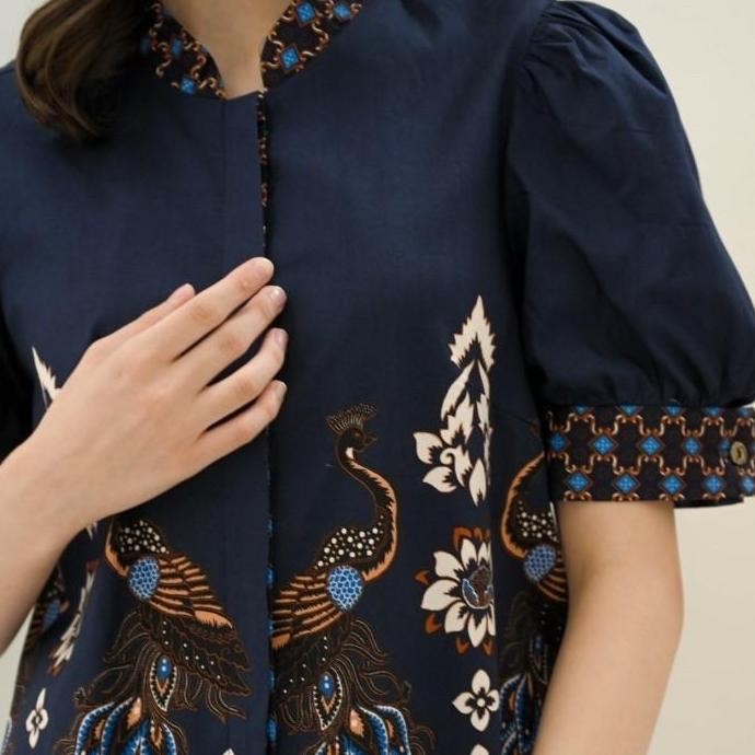 ATASAN BATIK WANITA MODERN LENGAN BALON / SERAGAM KANTOR LENGAN PENDEK