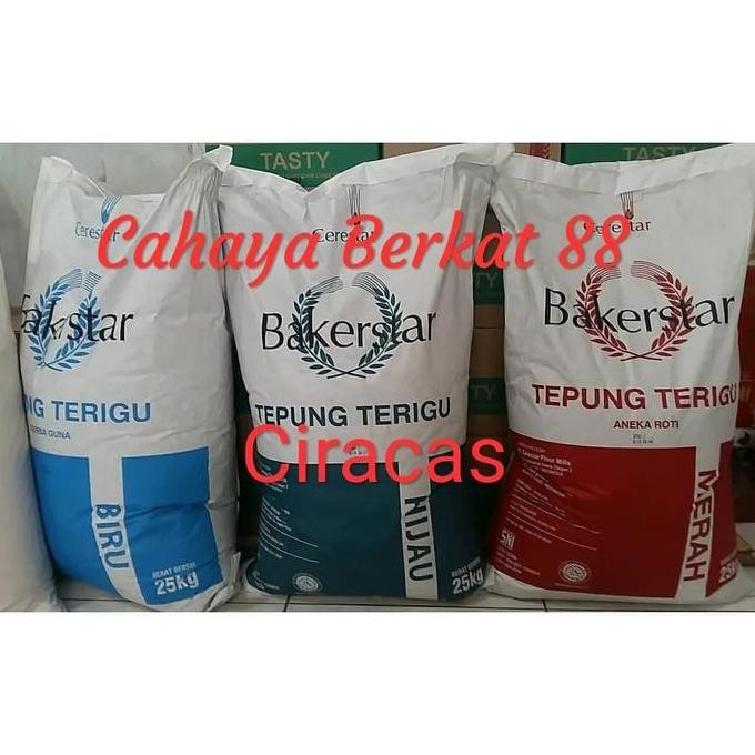 

Tepung Terigu Bakerstar Hijau Biru Merah Protein Tinggi Roti Donut