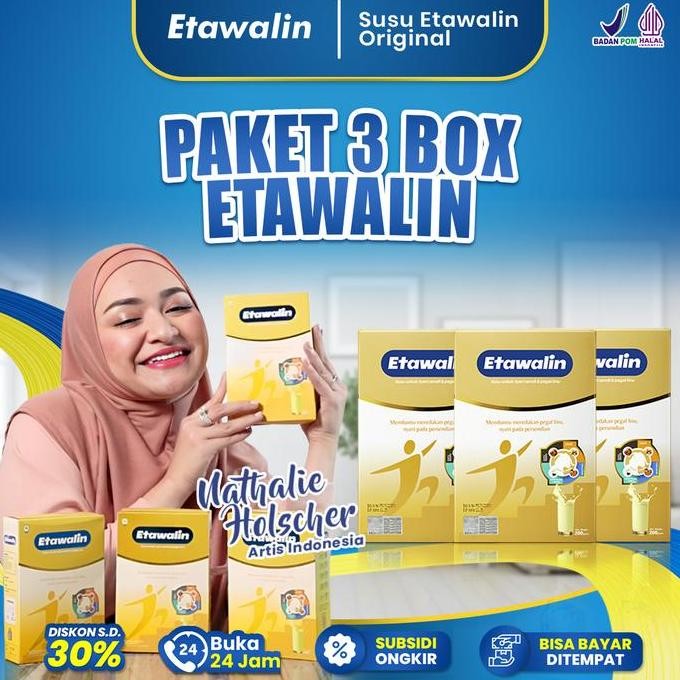 

Paket 3 Box Susu Etawalin Original 200 Gram | Bpom | Akun Resmi Etawalin [ Minuman Berkhasiat Terbuat Dari Susu Kambing Etawa Yang Dipadukan Dengan Bahan Rempah Pilihan]
