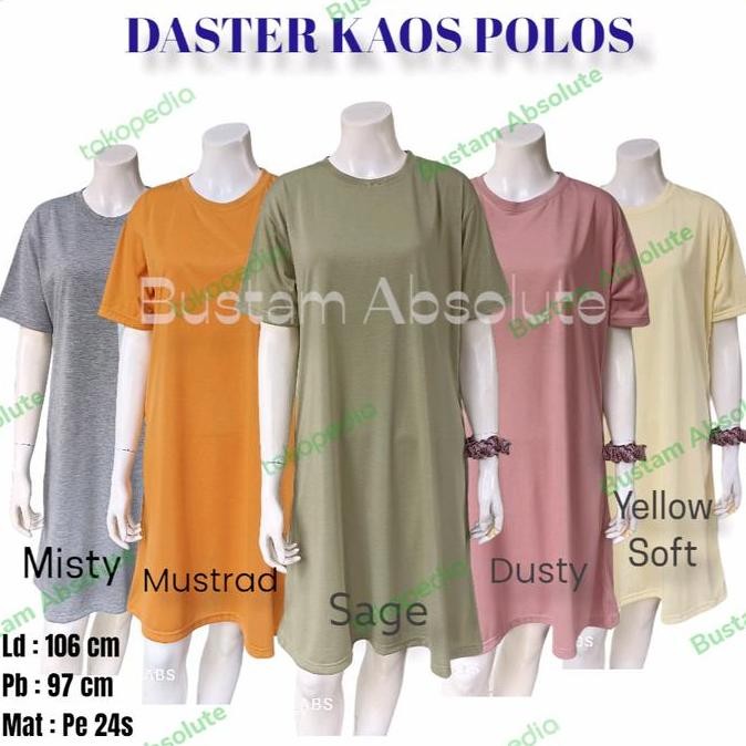 Daster Wanita Dewasa Bahan Kaos Polos Tangan Pendek Saku Samping Co