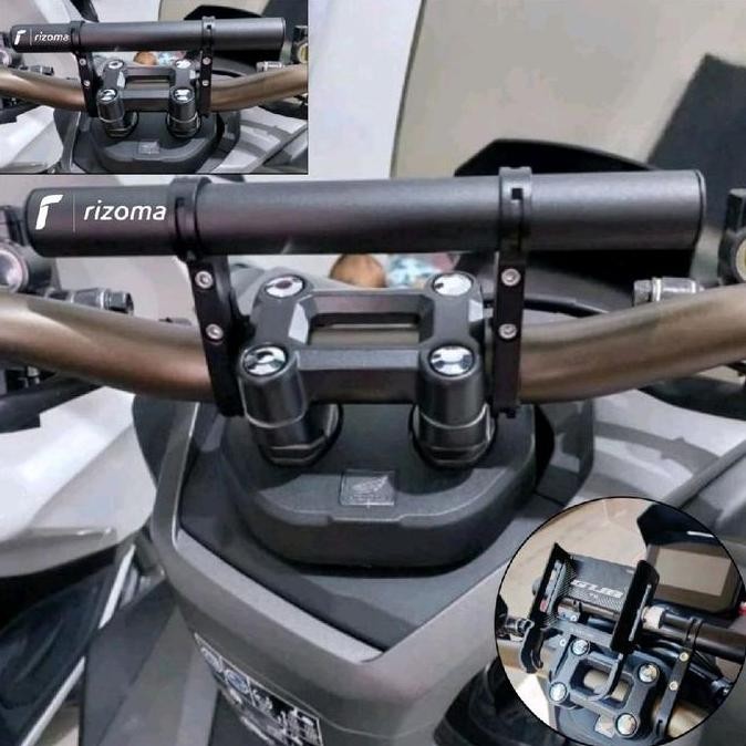 Breket Stang Bulat Dudukan Holder Hp Bahan Alumuniun Cnc Untuk Motor Adv, Pcx, Vixion, Beat Street D
