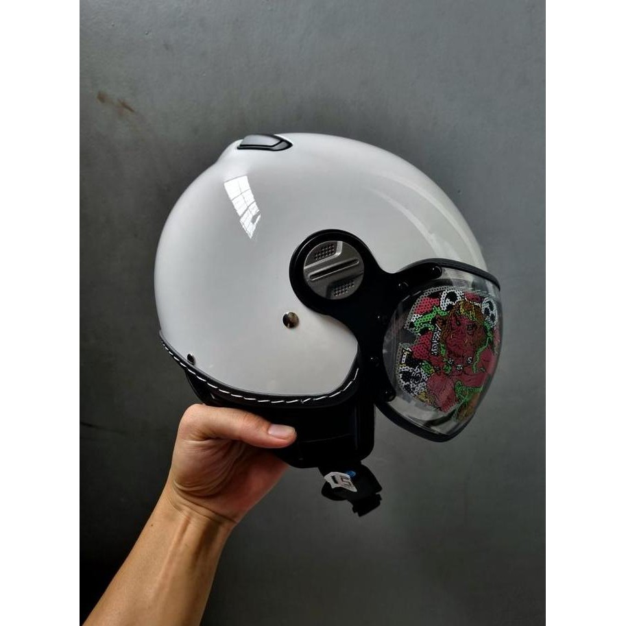 ZEUS 210K WHITE RETRO SINGLE VISOR HELMET