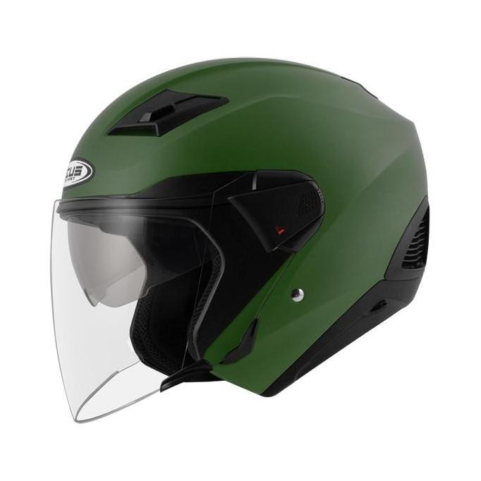 ZEUS 611 F.GREEN HALF FACE HELMET DOUBLE VISOR