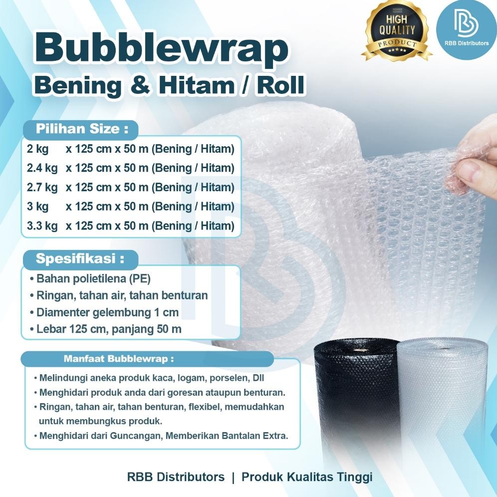 

JH8 Bubble Wrap Bening / Bubblewrap Bening 125 cm x 50 meter / Bubble wrap roll Tebal Murah