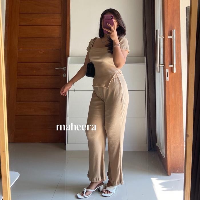 Maheera - Zora Setelan Celana Panjang + Atasan Knit Premium Wanita Kulot Top Baju Dewasa