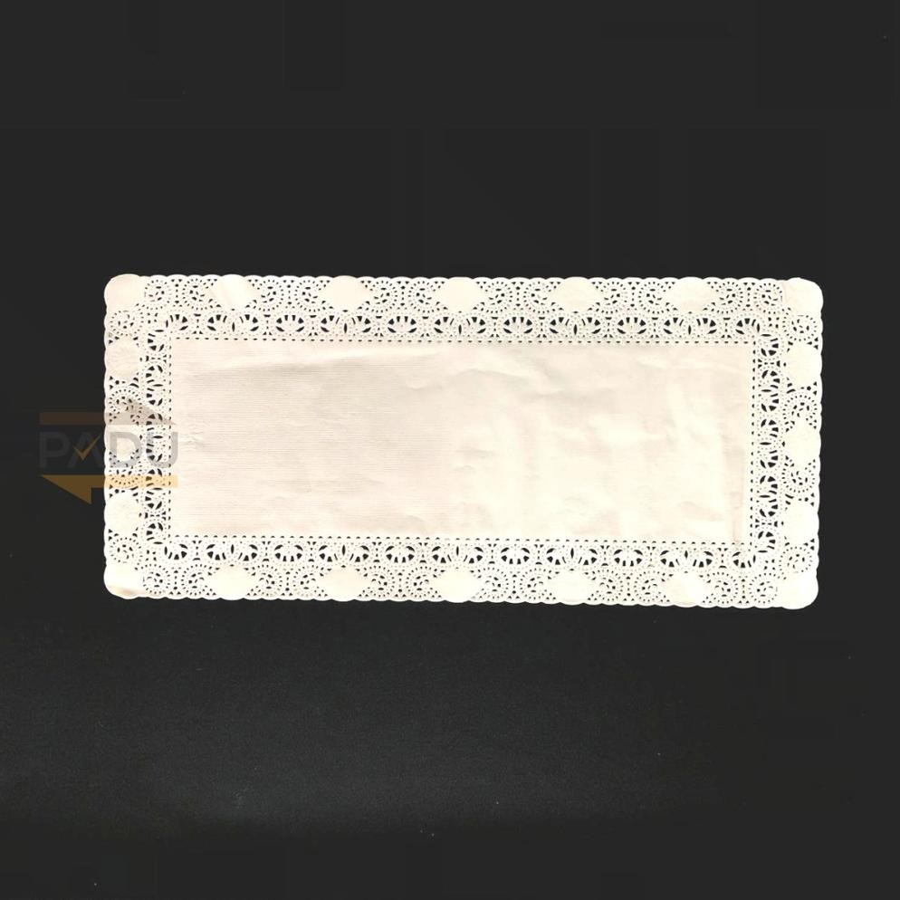 

JH8 [100 Pcs] Kertas Doyleys Persegi Panjang 6.5" x 14" Inci (Putih) - Kertas Renda / Alas Brownies