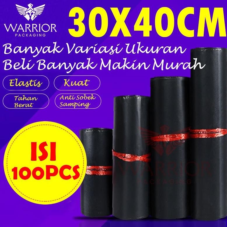 

JH8 Fumu polymailer plastik kantong packing Baju Olshop Hitam 30X40CM Isi 100pcs Ekonomis Elastis