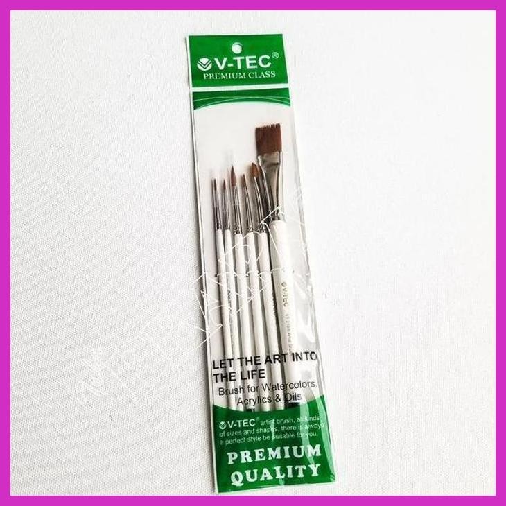 

( SEKOLAH / LUKIS ) COD KUAS LUKIS V-TEC SET 6 PCS VT210/6 / V-TEC PAINT BRUSH (SENI / MENGGAMBAR / ART / KERAJINAN ) PACKING AMAN