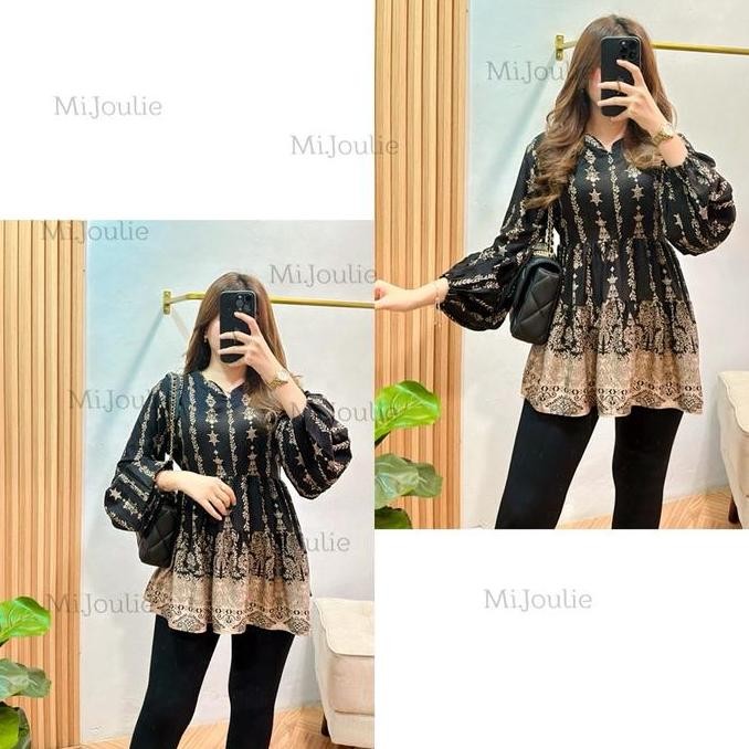 Ameera Blouse Wanita Rayon Viscose Rempel Baju Lengan Balon