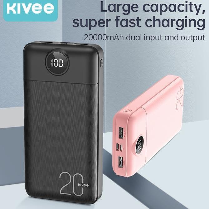 Kivee Power Bank Fast Charging 20000Mah Dual Input And Output 5V2.1A Lcd Power Bank