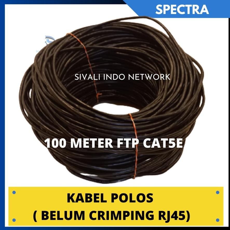 100 METER KABEL LAN POLOS FTP CAT5E SPECTRA / ZIMMLINK/INTERELUC OUTDOOR  CCA HITAM WIFI/INTERNET - 