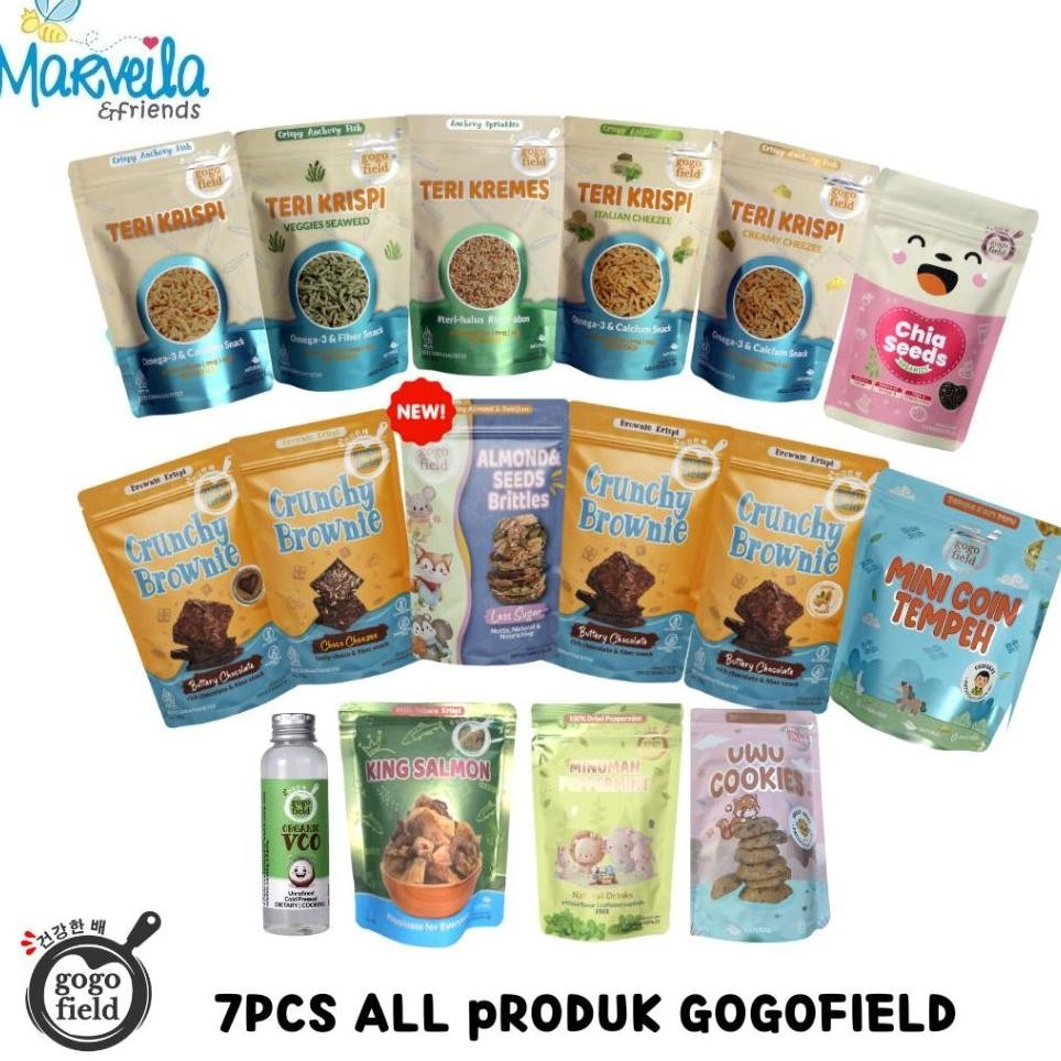 

7Pcs Gogofield Sna Mix Varian Teri Krispi Chrunchy Brownie Salmon Krispi Pepper