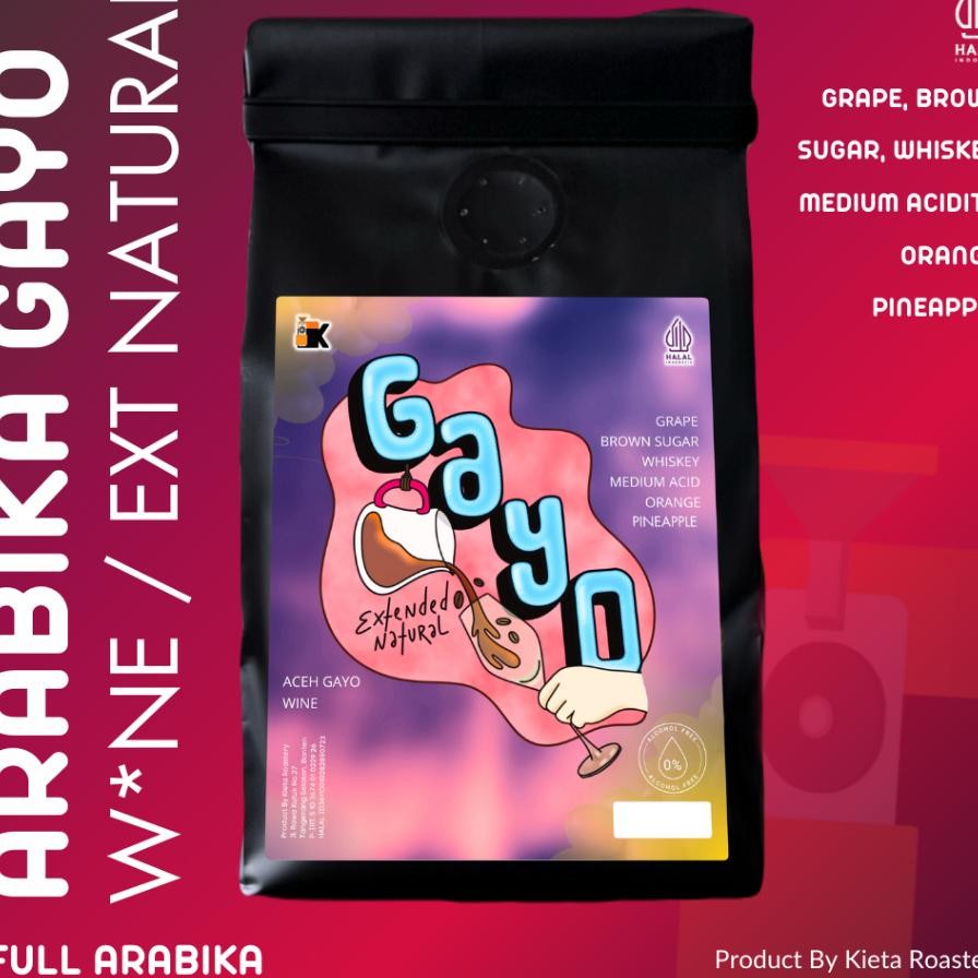 

Kieta Roastery Kopi Gayo Extended Natural Arabika G1Kg Bubuk Roasted Coffee Bean Single Gin